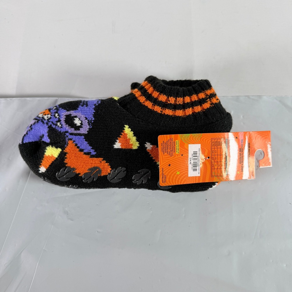 Disney Stitch Halloween Candy Corn Slipper Socks Grippers Size 9-11 New